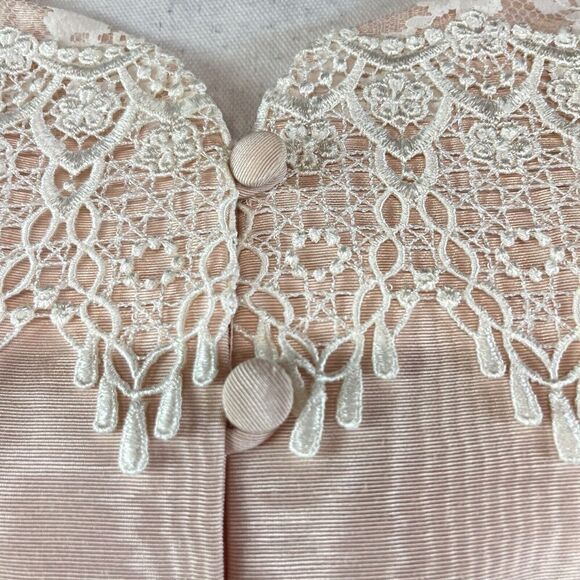 Vintage Scott McClintock Skirt Suit size 8 Pink Taffeta Lace 80's Wedding Prom - Picture 9 of 16